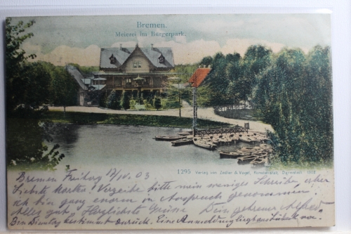 AK Bremen Meierei im Bürgerpark 1903 gebraucht #PC680