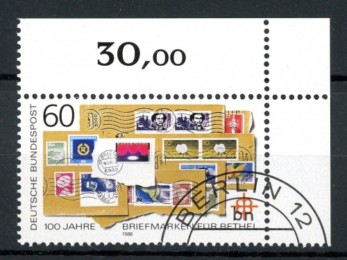 Bund 1395 II Eckrand gestempelt Plattenfehler #IN428