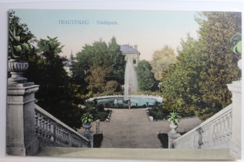 AK Trautenau Stadtpark ungebraucht #PC777