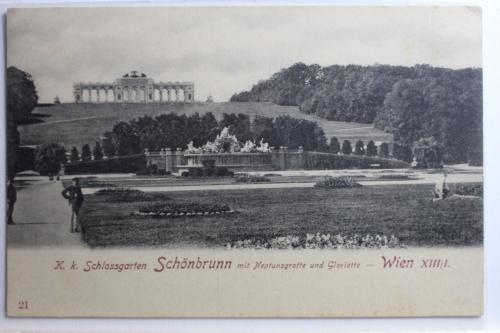 AK Wien XIII, K. k. Schlossgarten Schönbrunn m. Neptunsgrotte ungebraucht #PC812