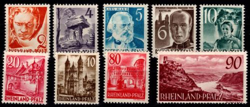 Französische Zone Rheinland-Pfalz 32-41 mit Falz #DIB00