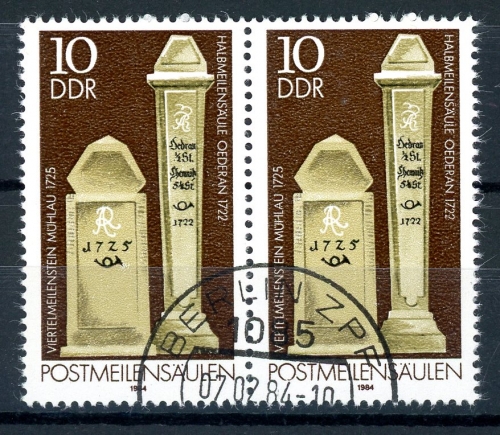 DDR 2853 II gestempelt Plattenfehler im waag. Paar #GQ137