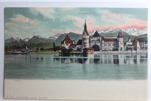 AK Luzern Stadtansicht Künstlerkarte ungebraucht #PC936