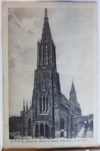 AK Ulm Münster Höchste (vormals) der Welt (161 m) 1930 gebraucht #PD310