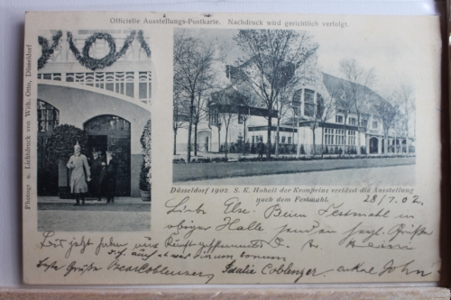 AK Düsseldorf S. K. Hoheit der Kronprinz - Ausstellung 1902 gebraucht #PD402