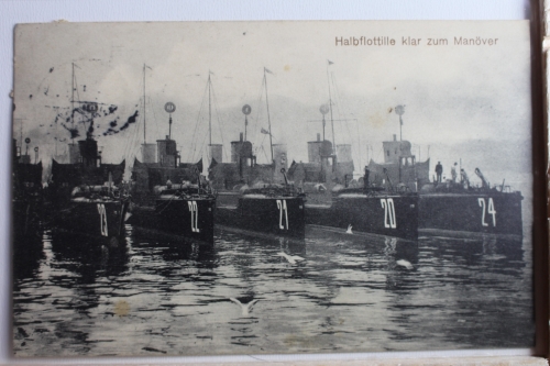 AK Deutschland Halbflottille klar zum Manöver 1912 gebraucht #PD410
