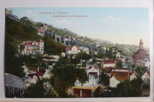 AK Loschwitz b. Dresden - Gesamtansicht mit Schwebebahn 1912 gebraucht #PD420