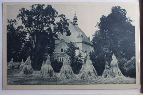 AK Oberschlesien An der Kirche in Broslawitz, Kr. Tarnowitz ungebraucht #PD429