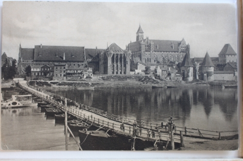 AK Marienburg Die Marienburg mit Schiffbrücke 1924 gebraucht #PD628
