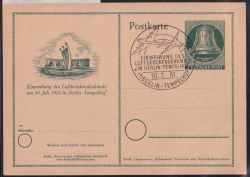 Berlin Ganzsache P 24 gestempelt Sonderstempel Tempelhof #DIB31