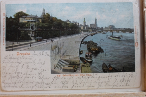 AK Dresden Belvédére mit Elbe Ufer 1903 gebraucht #PD644