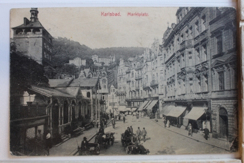 AK Karlsbad Marktplatz 1913 gebraucht #PD655