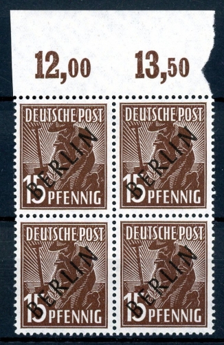 Berlin 2x 6 P OR ndgz postfrisch im 4er Block #HF048