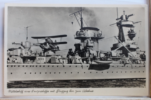 AK Wilhelmshaven Mittelschiff des Panzerschiffes Feldpost 1942 gebraucht #PD683