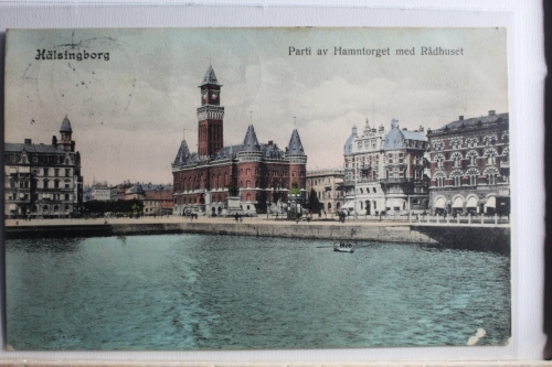 AK Helsingborg Parti av Hammntorget med Radhuset 1912 gebraucht #PD794