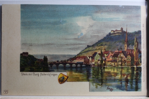 AK Stein a. R. Stadtansicht mit Burg Hohenklingen ungebraucht #PD707
