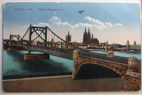 AK Köln Neue Hängebrücke Feldpost 1918 gebraucht #PE005