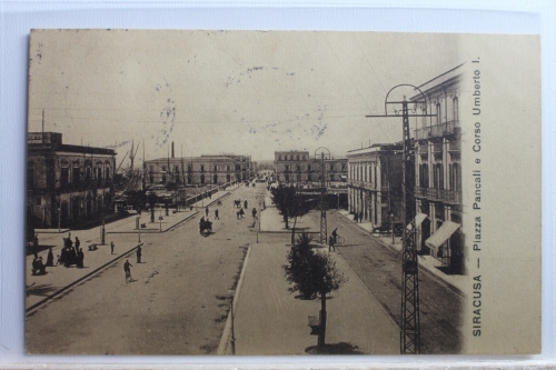 AK Syrakus Piazza Pancall e Corso Umberto l. 1914 gebraucht #PE113