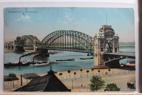 AK Düsseldorf Rheinbrücke 1913 gebraucht #PE117
