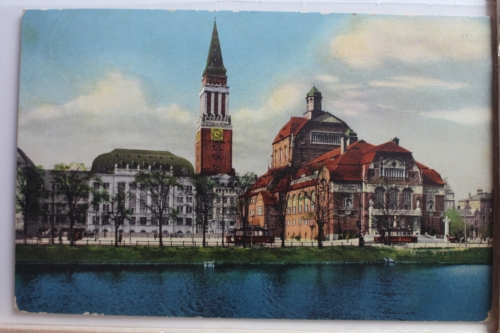 AK Kiel Rathaus und Stadttheater 1914 gebraucht #PE270