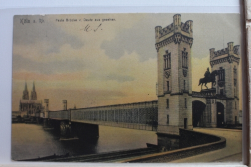 AK Köln Feste Brücke v. Deutz aus gesehen 1904 gebraucht #PE338