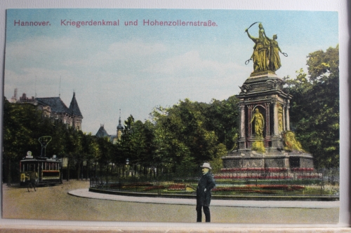 AK Hannover Kriegerdenkmal und Hohenzollernstraße 1914 gebraucht #PE377