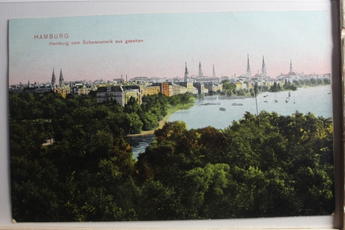 AK Hamburg vom Schwanenwik aus gesehen 1908 gebraucht #PE429