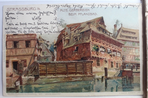 AK Straßburg Alte Gerbereien Künstlerkarte (A. Erdmann) 1911 gebraucht #PE559