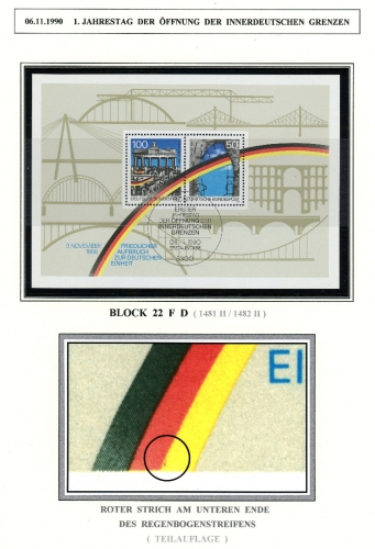 Bund Block 22 F D postfrisch Plattenfehler #KB494
