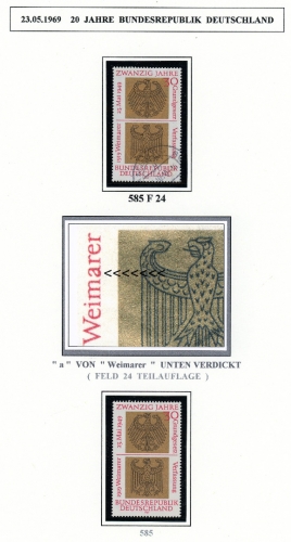 Bund 585 F24 gestempelt Plattenfehler #KB498