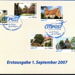 Privatpost CITIPOST gestempelt Faltkarte mit Erstausgaben 1. 09.2007 #HE148
