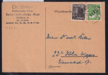 Berlin 1, 4 auf Postkarte als Mischfrankatur portogerecht #DIP17
