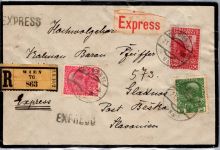 Österreich 142, 144, 151 auf Brief Einschreiben Express #DJK50