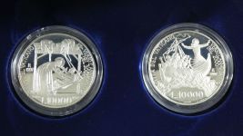Vatikan 2x 10.000 Lire 1997 835er Silber je 22 g, siehe Text #EAB20
