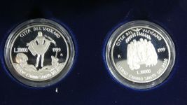 Vatikan 2x 10.000 Lire 1999 835er Silber je 22 g, siehe Text #EAB22