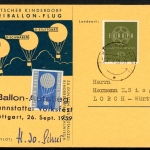 Bund Ballonpost 5. Kinderdorfballonflug 1959 Canstatter Volksfest #HK135