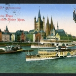 AK Köln Raddampfer vor linkem Rheinufer 1915 gebraucht #HO503