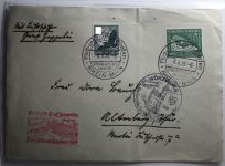 Deutsches Reich 535+670 auf Postkarte als Mischfrankatur Graf Zeppelin #BA228