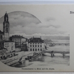 AK Zürich Grossmünster u. Blick auf die Alpen ungebraucht #PH391