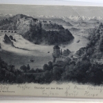 AK Rheinfall mit den Alpen 1904 gebraucht #PI018