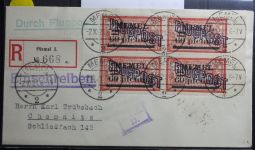 Memel 4x40 auf Brief als Mehrfachfrankatur mit Luftpost befördert #BA746