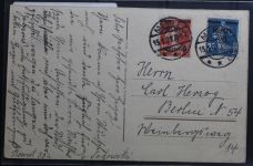 Memel 19, 20 auf Postkarte als Mischfrankatur AK Nidden Die höchste Düne #BB045