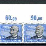 Deutsches Reich 539 x links mit Falz ** Falz im Oberrand waag. Paar #JM103