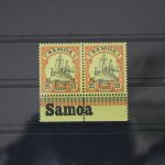 Deutsche Kolonien Samoa 11 postfrisch als Streifen mit Landesnamen #WN074