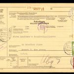 Bund 2 waag. Paare 196 u.a. gestempelt auf Paketkarte #JE642