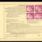 Bund 2 waag. Paare 196 u.a. gestempelt auf Paketkarte #JE642