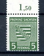 SBZ Provinz Sachsen 75 Y b Oberrand postfrisch gefaltet, geprüft #JJ785