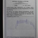 Deutsche Kolonien Karolinen 19 postfrisch Eckrand Fotoattest Jäschke #FB057