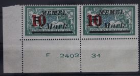 Memel 121 Bru mit 2x 121IV postfrisch geprüft Klein BPP, vorgefaltet #FC799