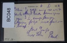 Feldpostkarte Stempel „Ballonabwehrkanonen-Zug 137“ #BC048